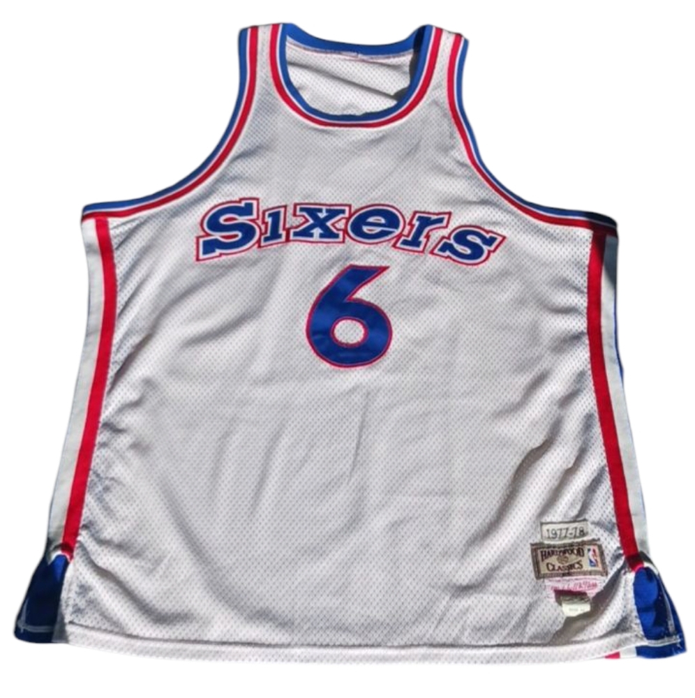 Authentic Mitchell & Ness Julius Erving White Six… - image 1